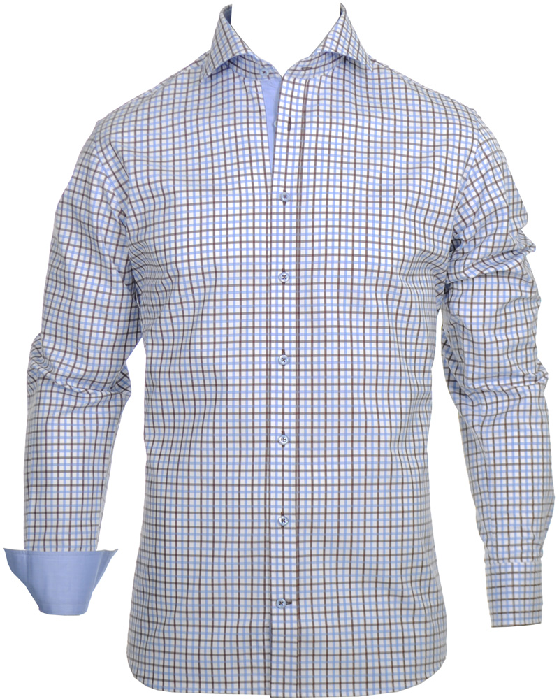 Homme | Chemises | Stenströms | Skjorta Slimline Tattersall Brown/Blue