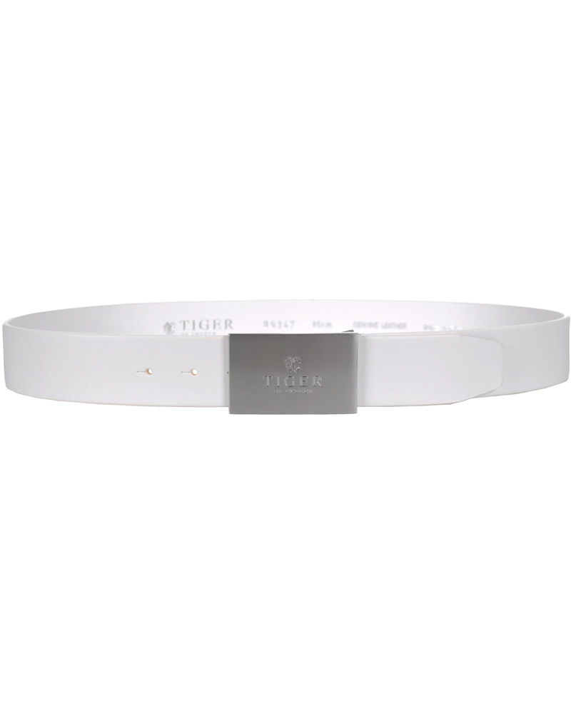 Homme | Tiger of Sweden Leather Logo Belt White | Tiger of Sweden | Leather Logo Belt White