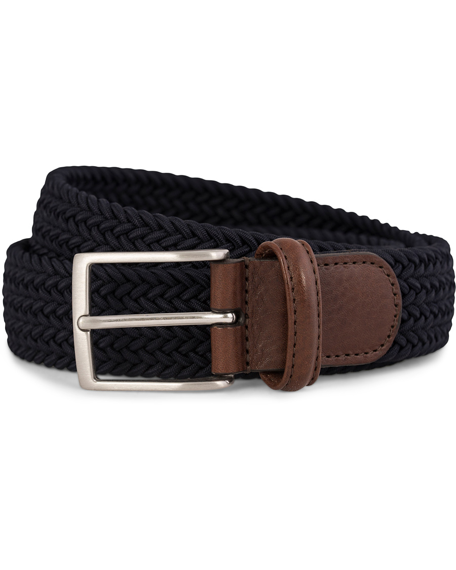 Homme | Anderson's Elastic Textile Belt 3,5 cm Navy | Anderson's | Elastic Textile Belt 3,5 cm Navy