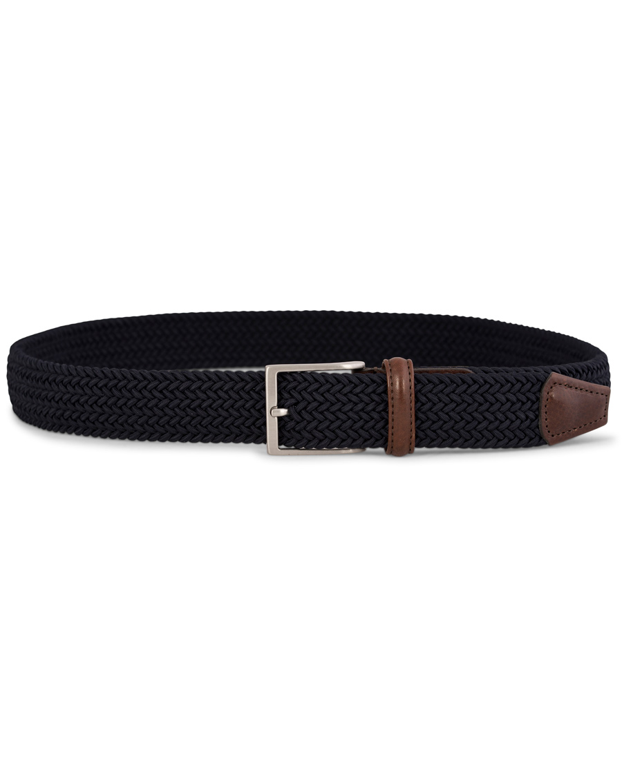 Homme | Anderson's Elastic Textile Belt 3,5 cm Navy | Anderson's | Elastic Textile Belt 3,5 cm Navy
