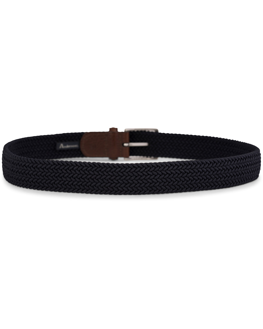Homme | Anderson's Elastic Textile Belt 3,5 cm Navy | Anderson's | Elastic Textile Belt 3,5 cm Navy