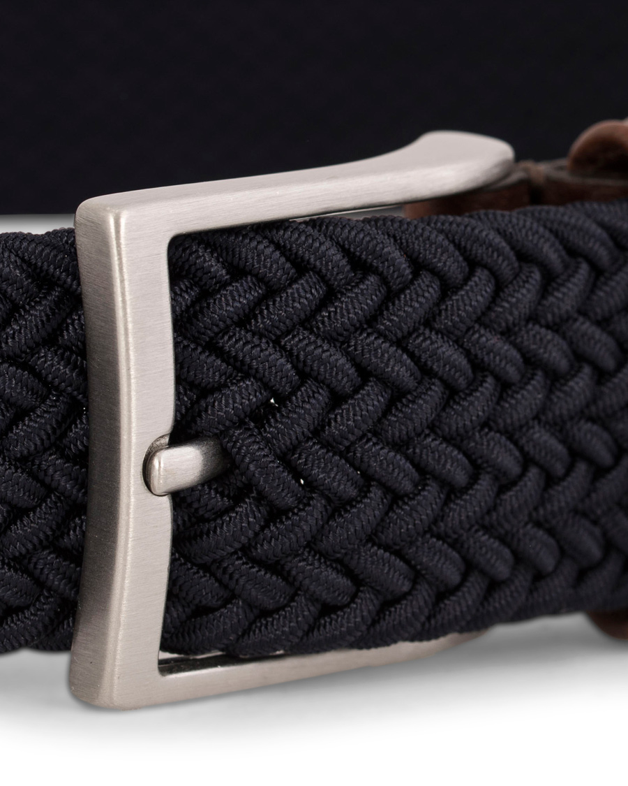 Homme | Anderson's Elastic Textile Belt 3,5 cm Navy | Anderson's | Elastic Textile Belt 3,5 cm Navy