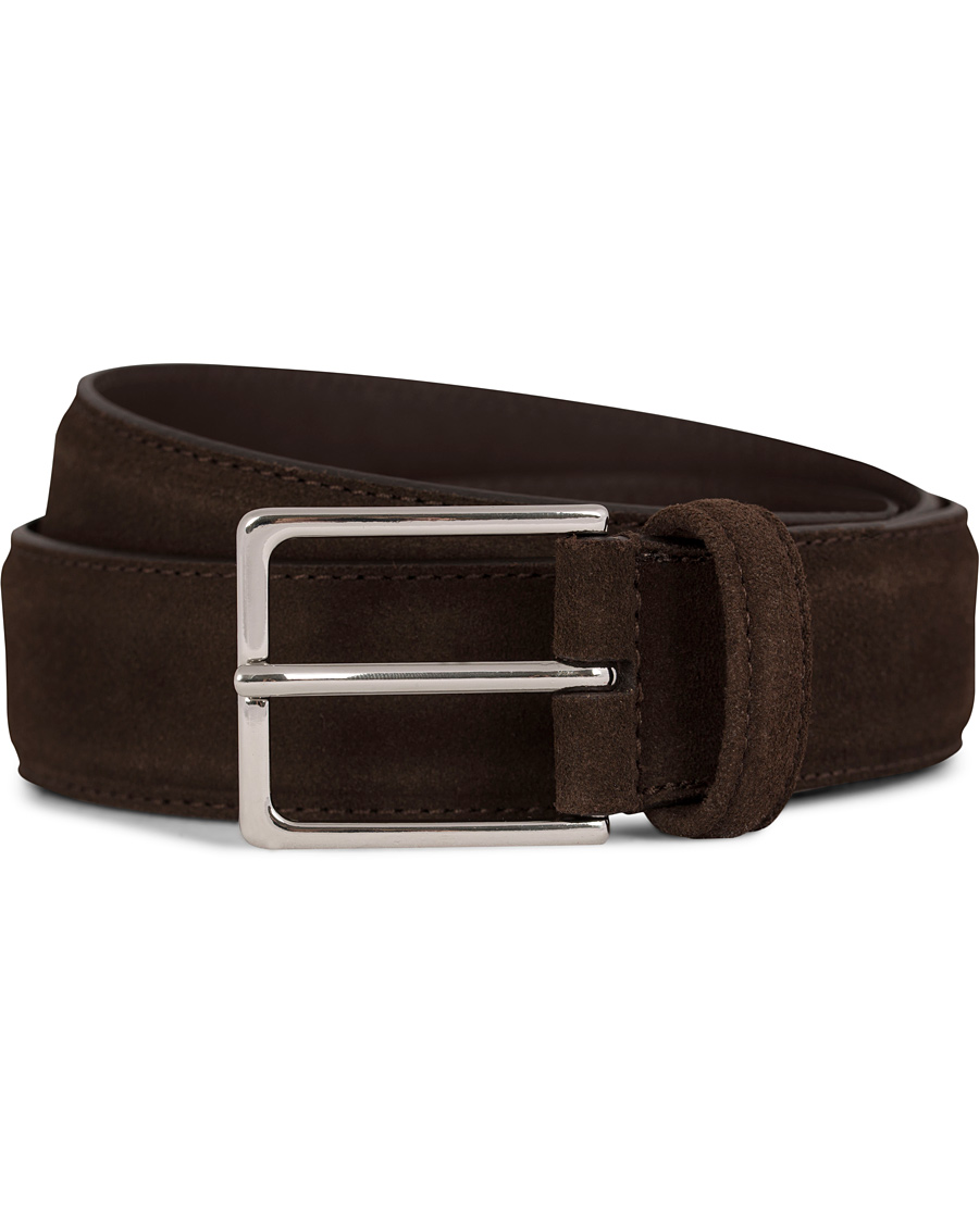 Homme | Anderson's Suede Leather Belt 3,5 cm Brown | Anderson's | Suede Leather Belt 3,5 cm Brown