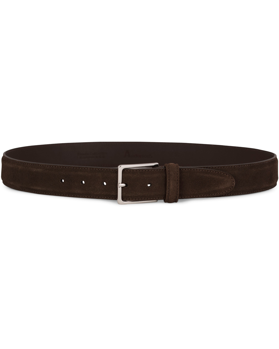 Homme | Anderson's Suede Leather Belt 3,5 cm Brown | Anderson's | Suede Leather Belt 3,5 cm Brown