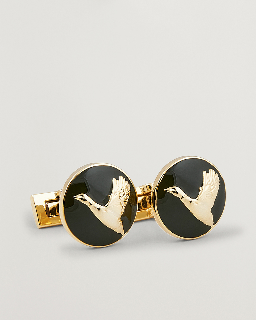 Homme | Boutons De Manchette | Skultuna | Cuff Links Hunter Flying Duck Gold/Green