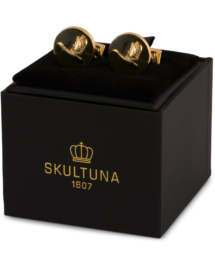 Homme | Skultuna Cuff Links Hunter Flying Duck Gold/Green | Skultuna | Cuff Links Hunter Flying Duck Gold/Green