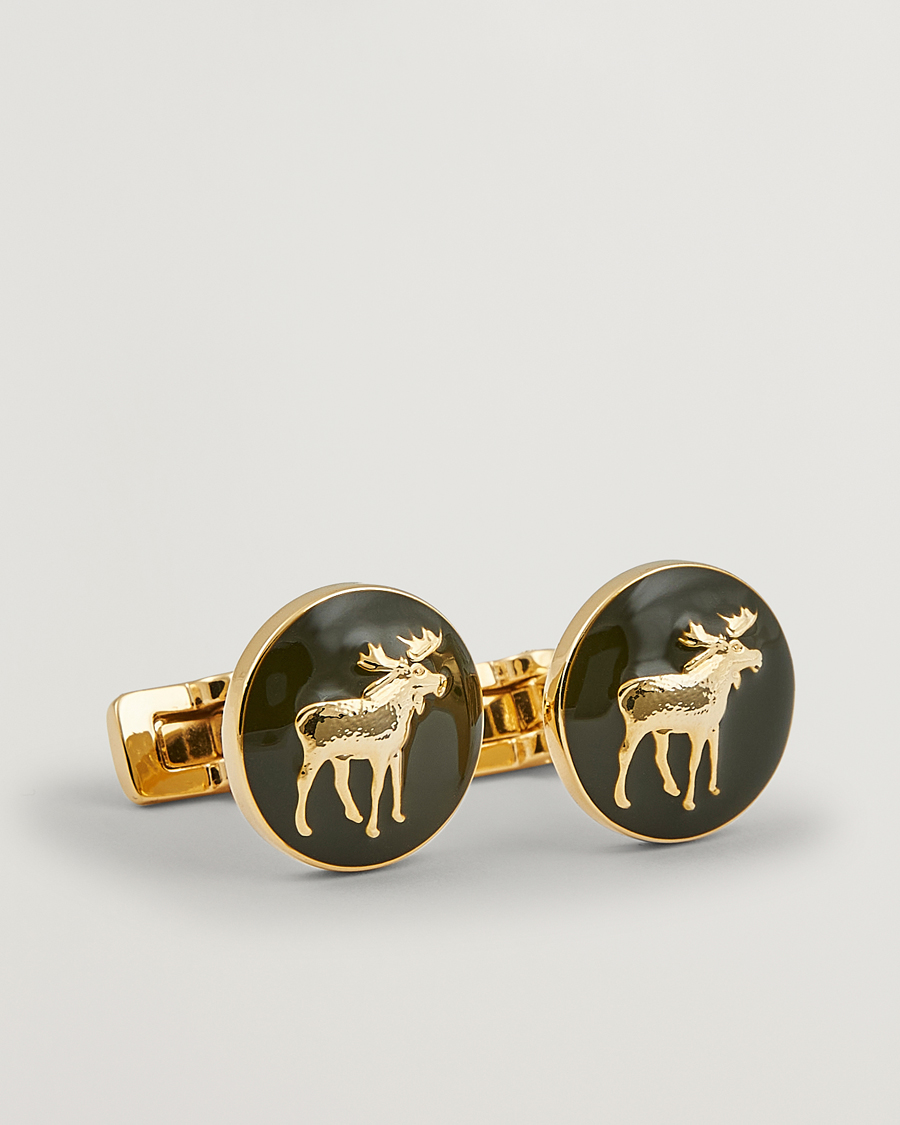 Homme | Skultuna Cuff Links Hunter The Moose Gold/Green | Skultuna | Cuff Links Hunter The Moose Gold/Green