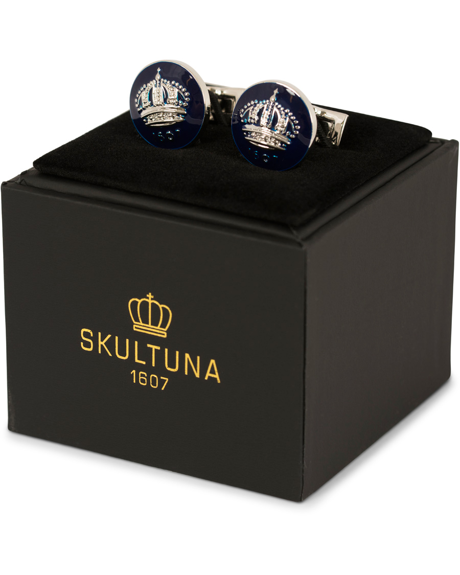 Heren | Manchetknopen | Skultuna | Cuff Links The Crown Silver/Royal Blue