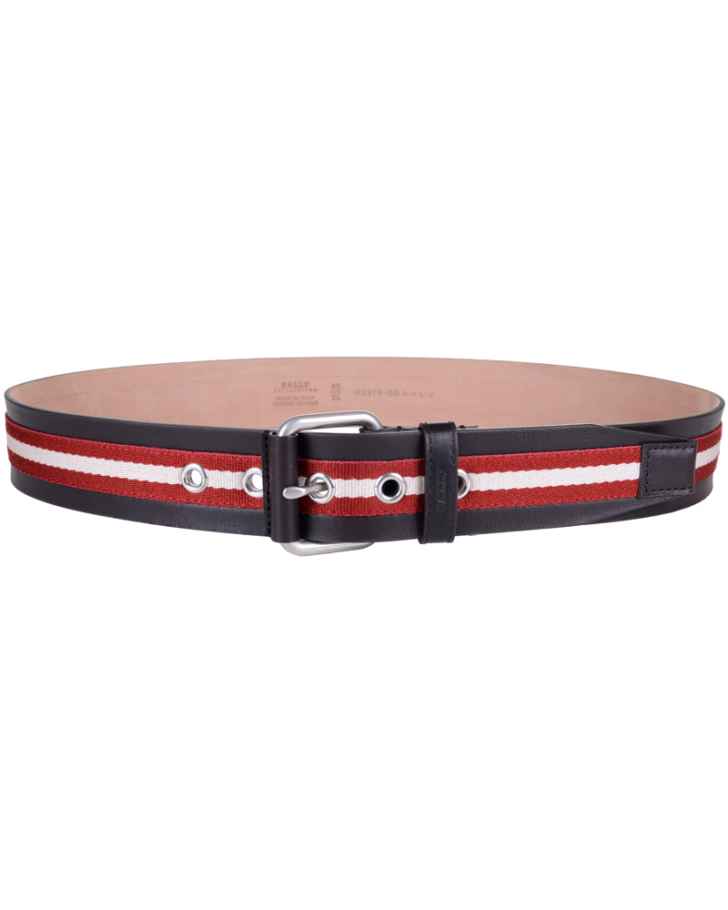Homme | BALLY Icesta-40 Belt 4 cm Red/White | Bally | Icesta-40 Belt 4 cm Red/White