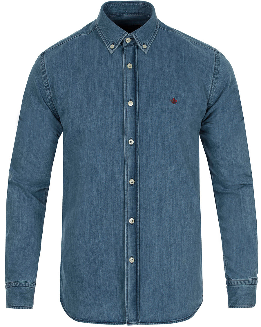 Heren | Overhemden | Morris | Cary Grant Denim Shirt Light Blue
