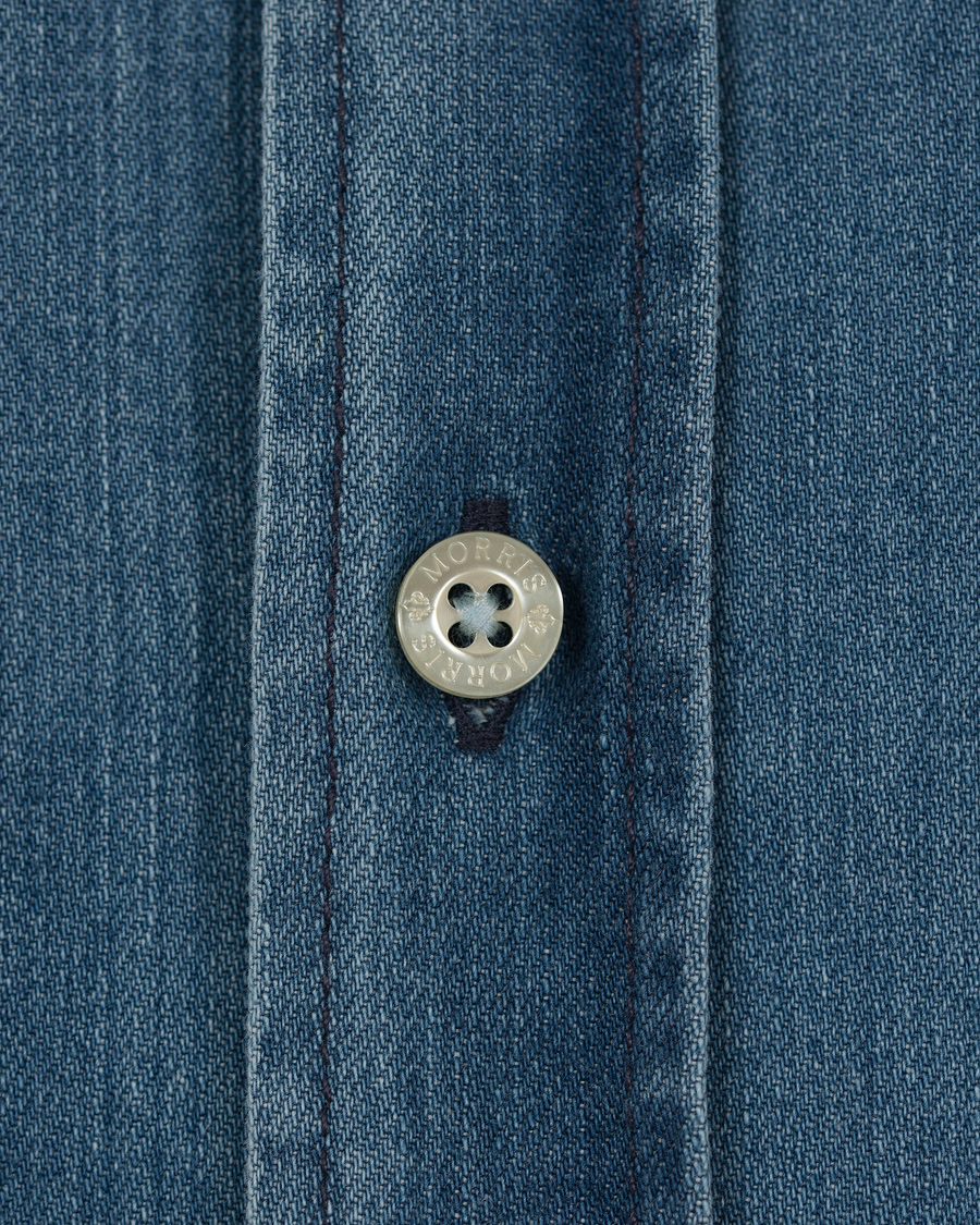 Heren | Overhemden | Morris | Cary Grant Denim Shirt Light Blue