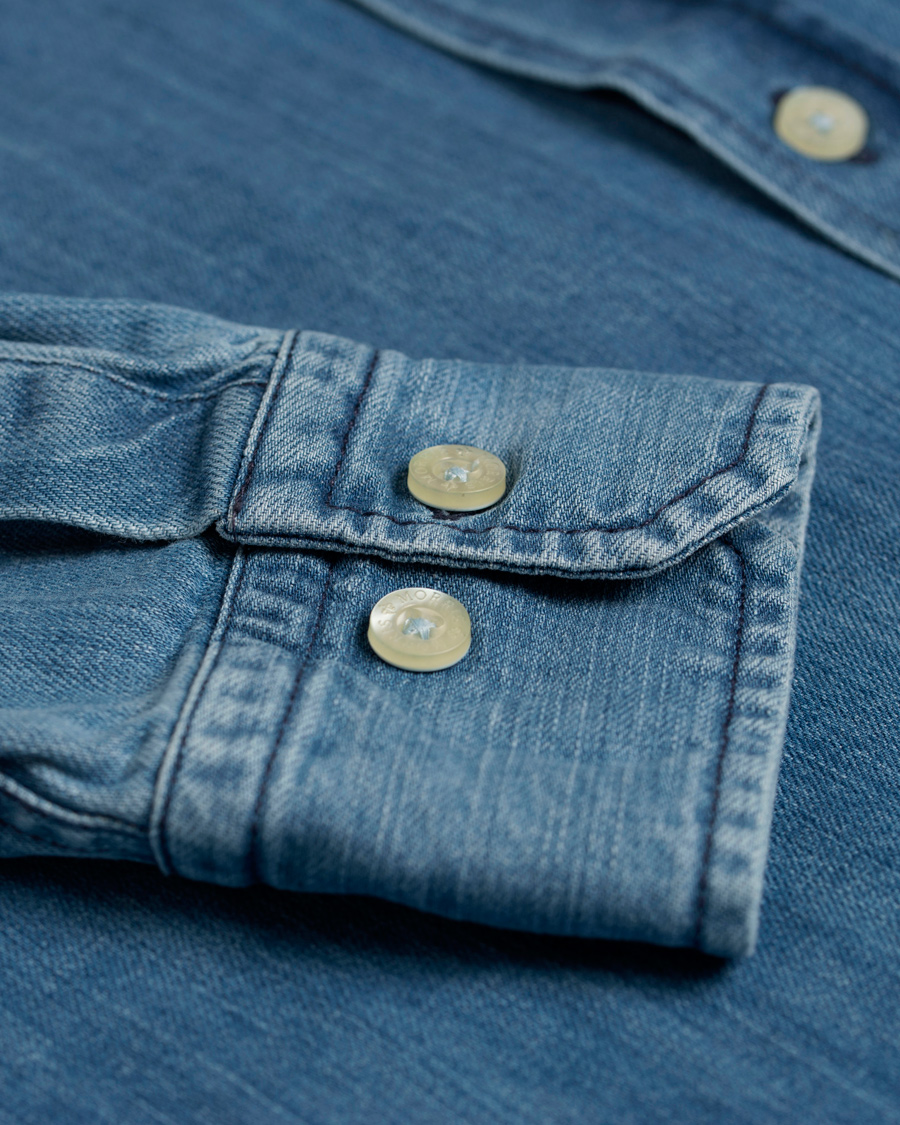 Heren | Overhemden | Morris | Cary Grant Denim Shirt Light Blue