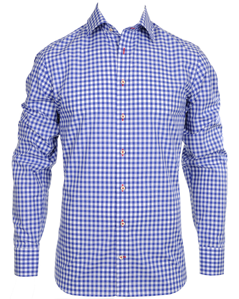 Heren | Overhemden | Stenströms | Skjorta Slimline Poplin Check Blue