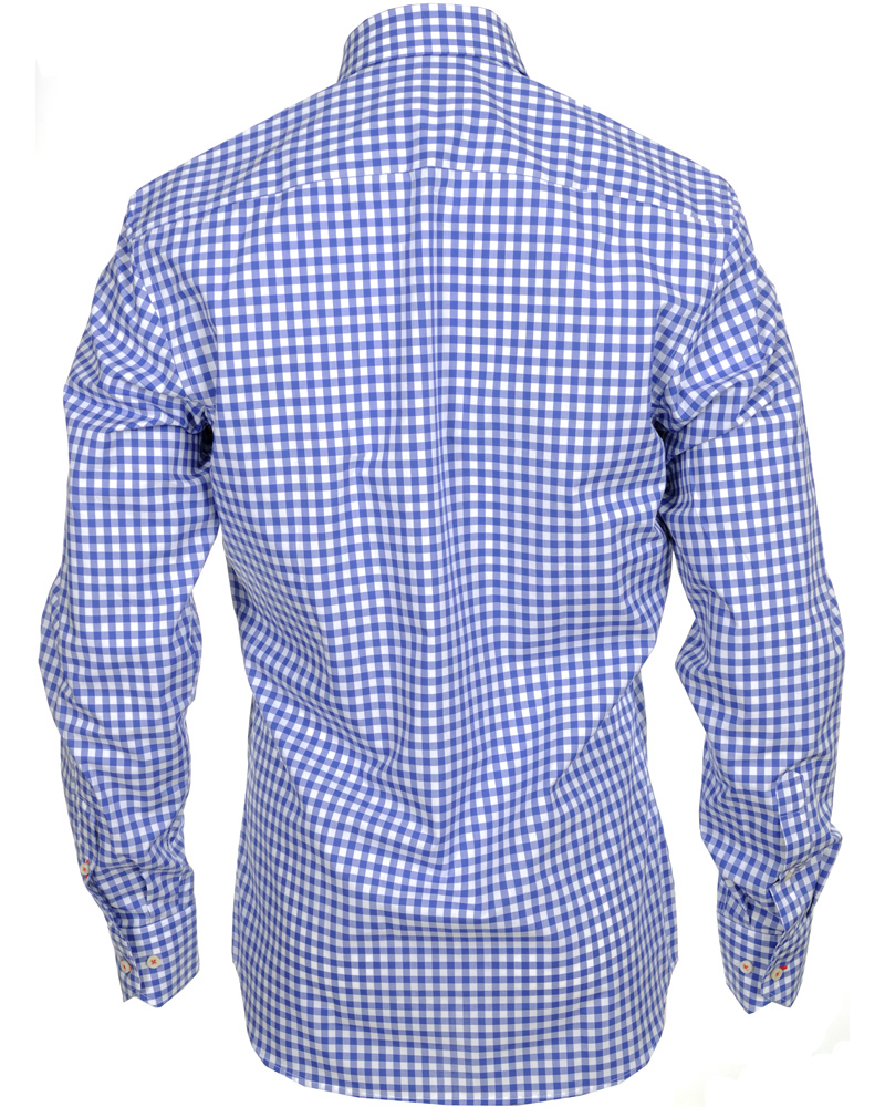 Heren | Overhemden | Stenströms | Skjorta Slimline Poplin Check Blue