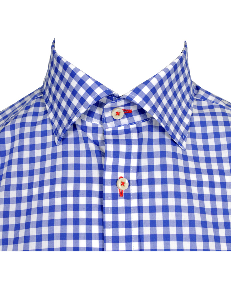 Heren | Overhemden | Stenströms | Skjorta Slimline Poplin Check Blue