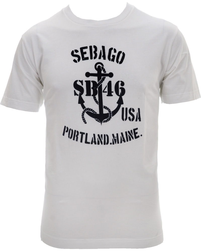 Heren | T-shirts | Sebago | Anchor Tee Print T-Shirt Sail White