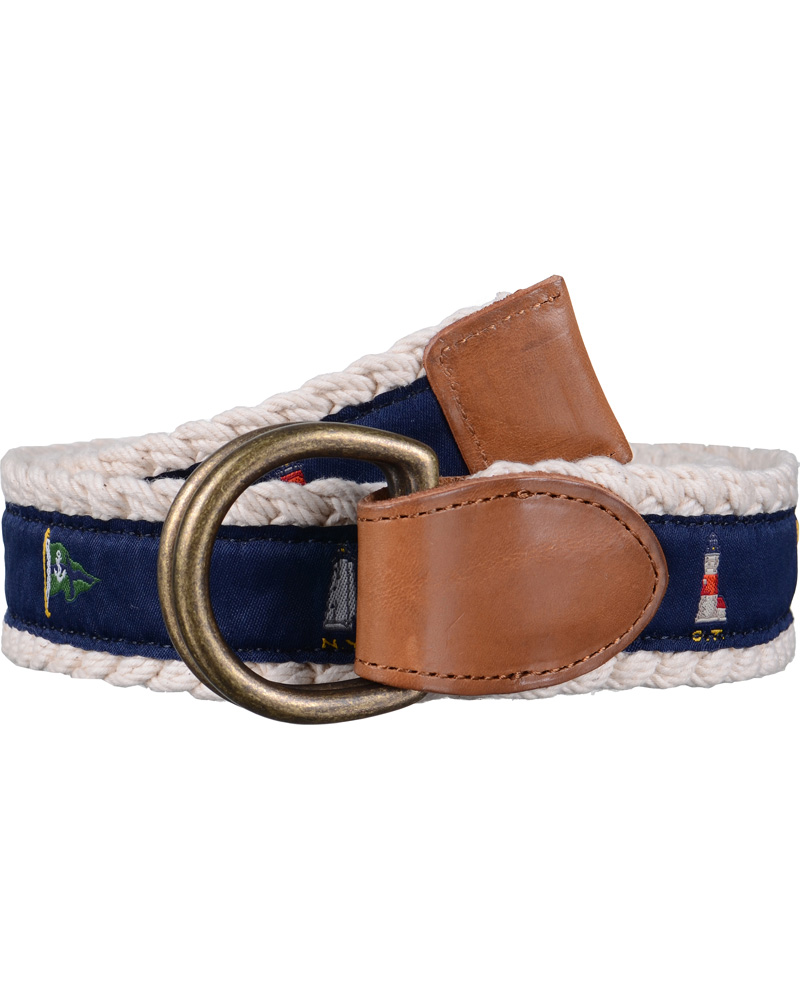 Homme | Polo Ralph Lauren Light House Belt 4 cm Natural/Navy | Polo Ralph Lauren | Light House Belt 4 cm Natural/Navy