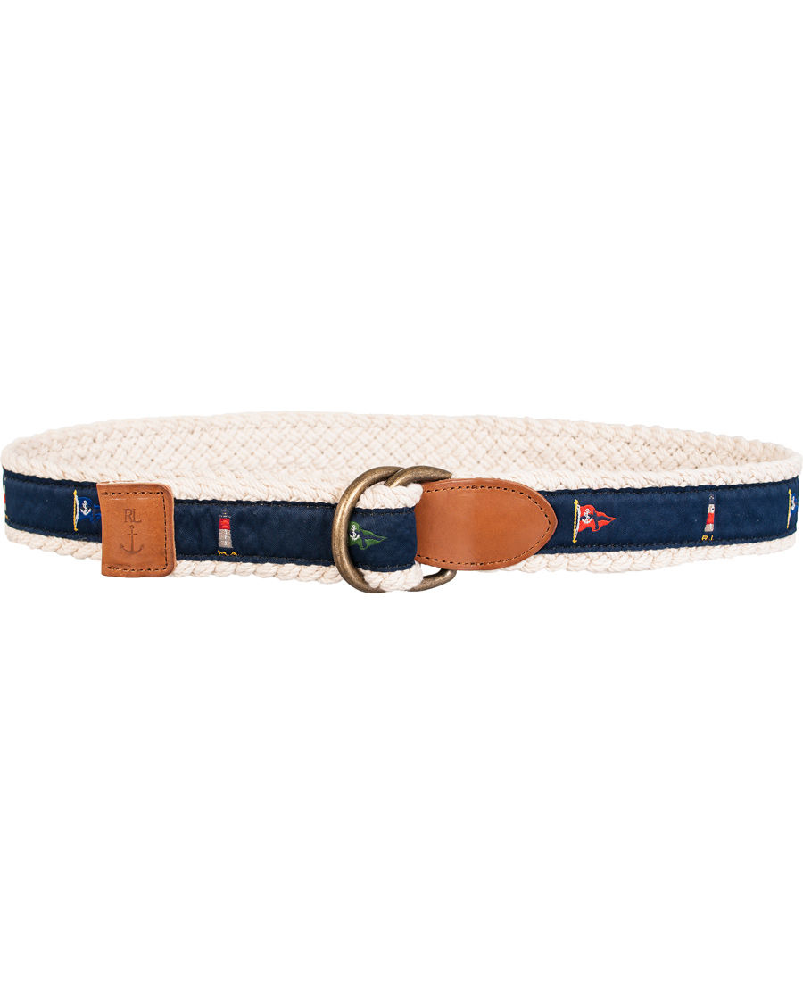 Homme | Polo Ralph Lauren Light House Belt 4 cm Natural/Navy | Polo Ralph Lauren | Light House Belt 4 cm Natural/Navy