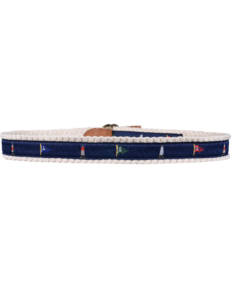 Homme | Polo Ralph Lauren Light House Belt 4 cm Natural/Navy | Polo Ralph Lauren | Light House Belt 4 cm Natural/Navy