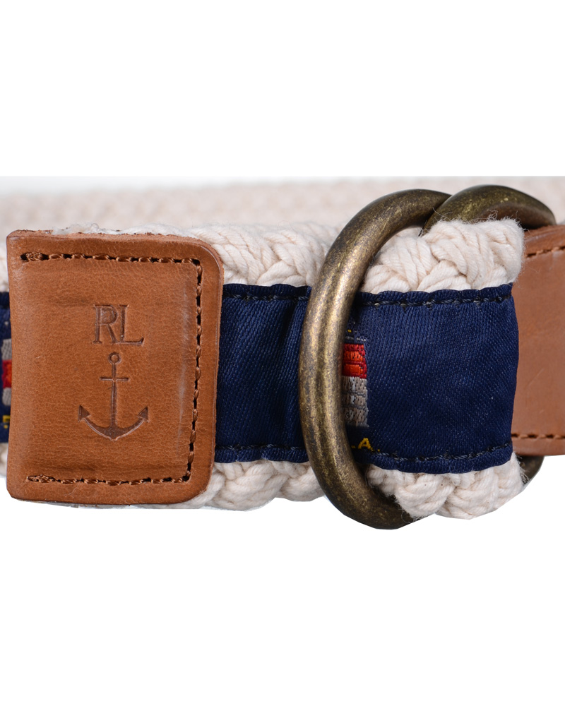 Homme | Polo Ralph Lauren Light House Belt 4 cm Natural/Navy | Polo Ralph Lauren | Light House Belt 4 cm Natural/Navy