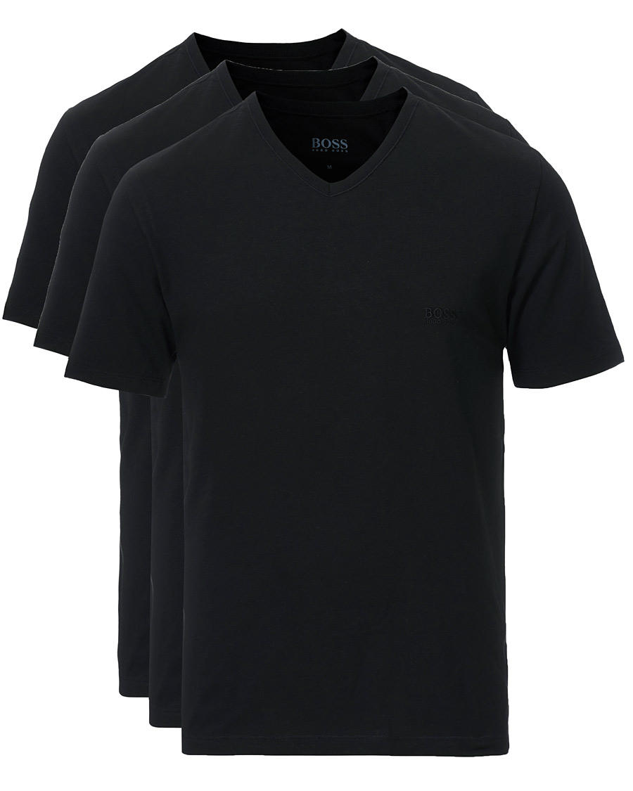 Heren | T-shirts | BOSS BLACK | BOSS 3-Pack V-Neck T-Shirt Black