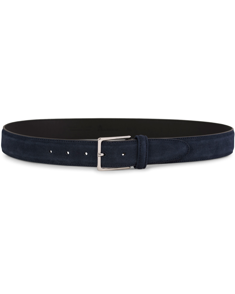 Homme | Anderson's Suede/Leather Belt 3,5 cm Navy | Anderson's | Suede/Leather Belt 3,5 cm Navy