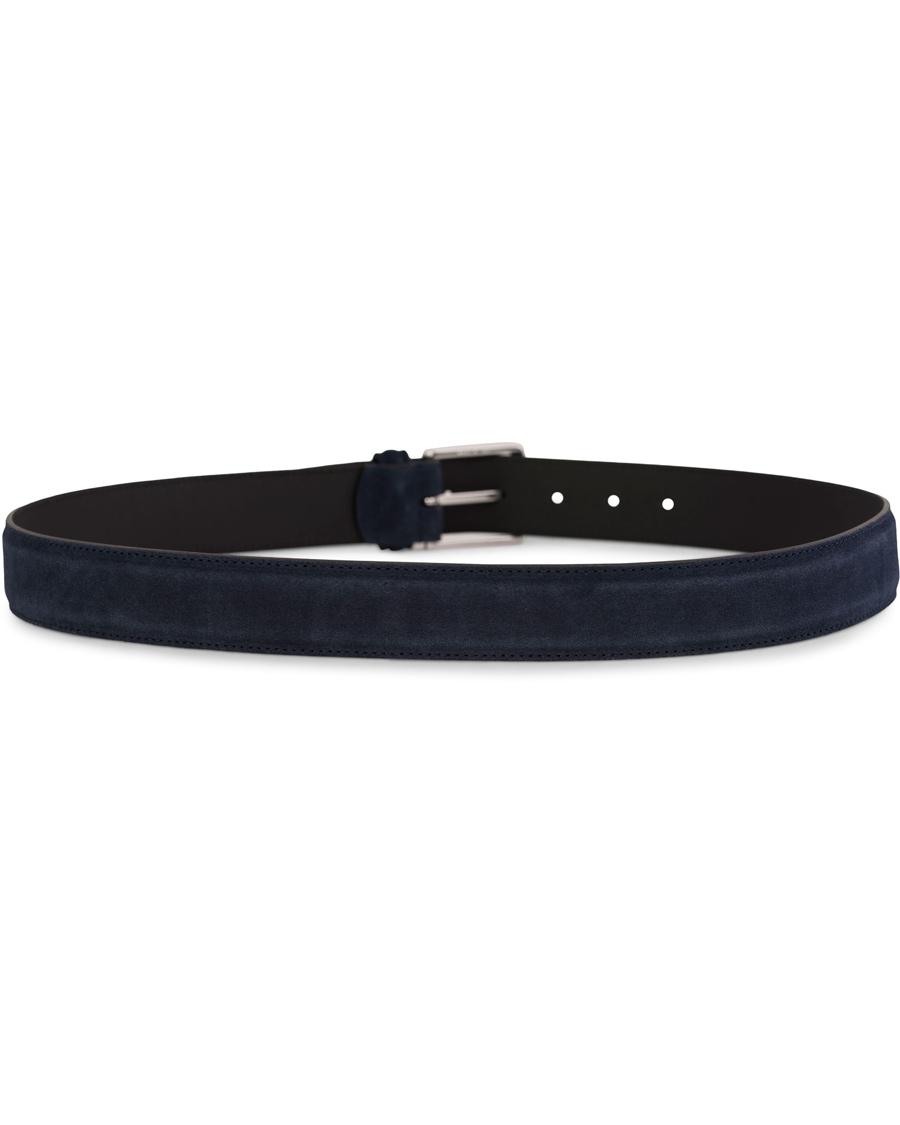 Homme | Anderson's Suede/Leather Belt 3,5 cm Navy | Anderson's | Suede/Leather Belt 3,5 cm Navy