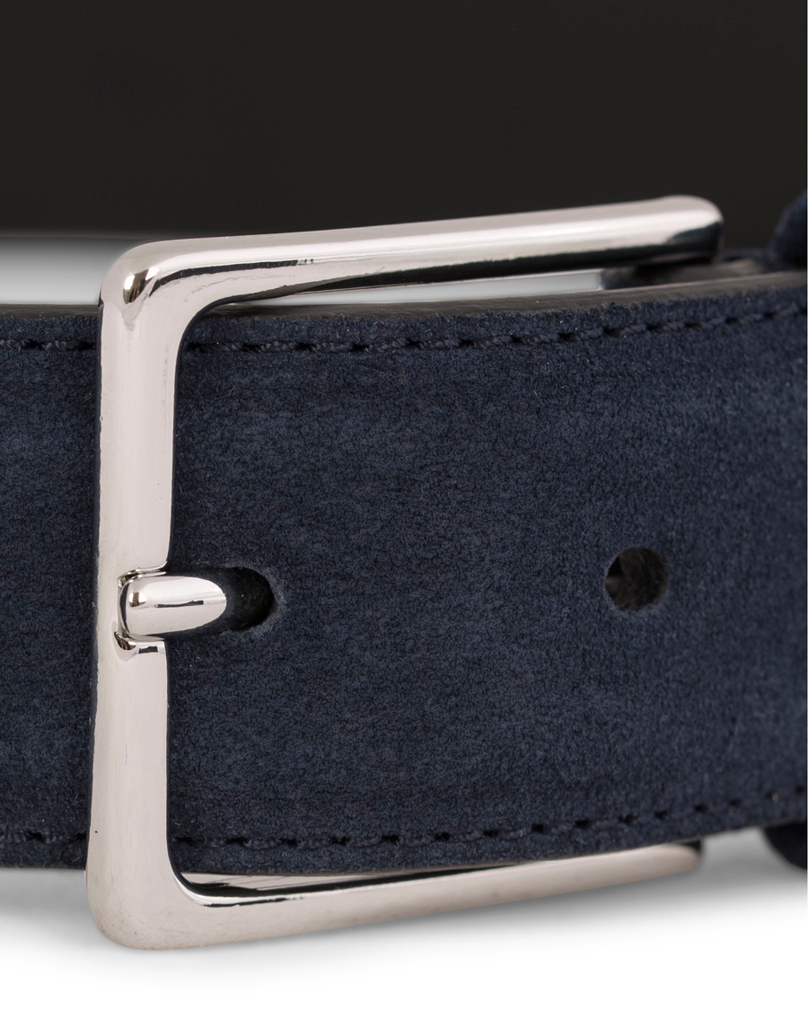 Homme | Anderson's Suede/Leather Belt 3,5 cm Navy | Anderson's | Suede/Leather Belt 3,5 cm Navy