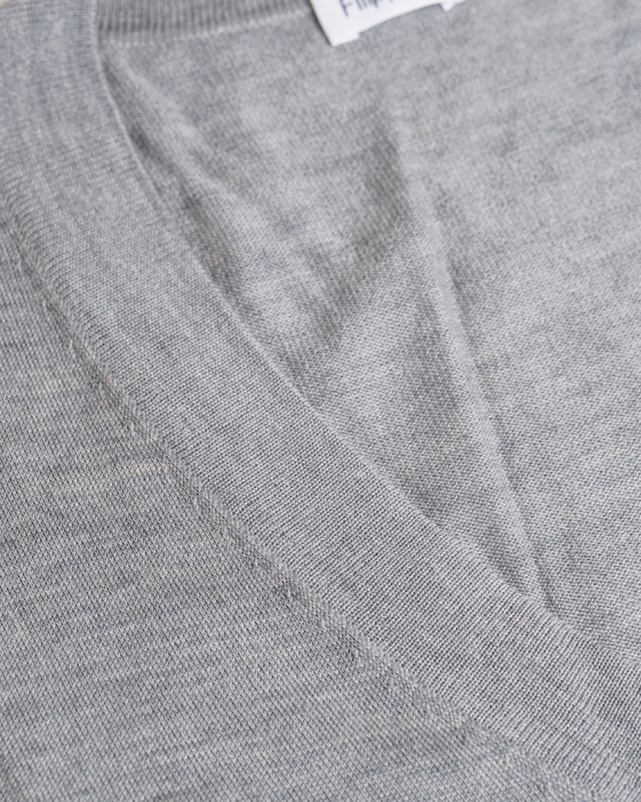 Homme | Pulls Et Tricots | Filippa K | Fine Merino V-Neck Cardigan Grey Melange