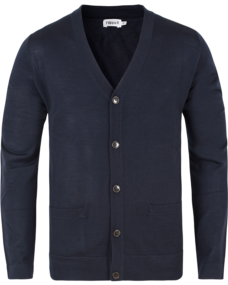 Homme | Pulls Et Tricots | Filippa K | Fine Merino V-Neck Cardigan Navy