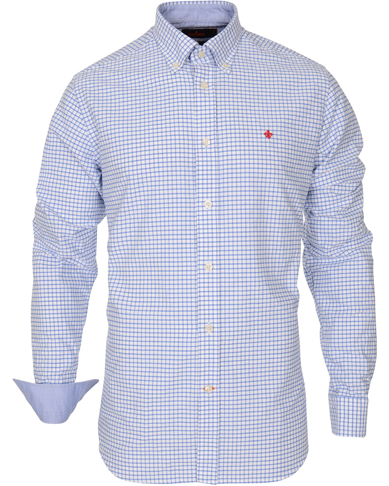 Homme | Chemises | Morris | Douglas Check Oxford Shirt Light Blue