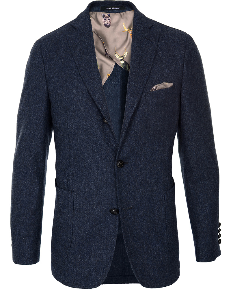 Homme | Blazers | Oscar Jacobson | Frick Tweed Jacket Navy