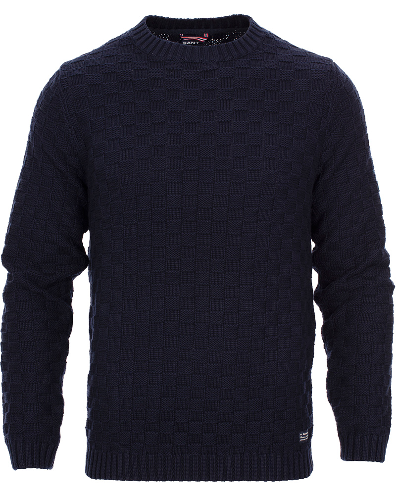 Homme | Pulls Et Tricots | GANT | Cotton Basket Knit Crew Sweater Blue Iris