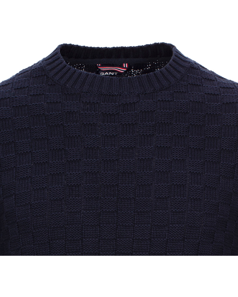 Homme | Pulls Et Tricots | GANT | Cotton Basket Knit Crew Sweater Blue Iris