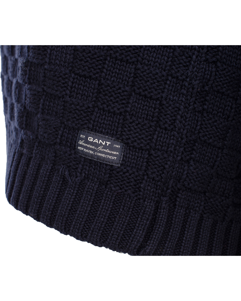 Homme | Pulls Et Tricots | GANT | Cotton Basket Knit Crew Sweater Blue Iris