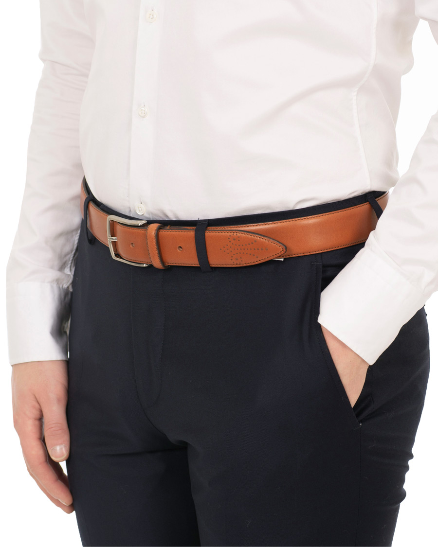 Heren | Oscar Jacobson Leather Belt 3,5 cm Brown | Oscar Jacobson | Leather Belt 3,5 cm Brown