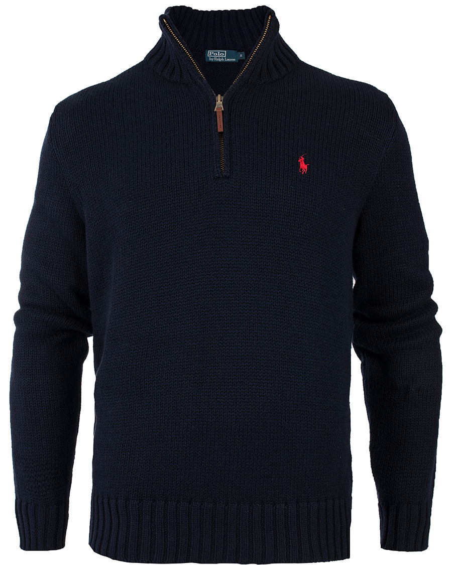 Homme | Pulls Et Tricots | Polo Ralph Lauren | Half Zip Cotton Sweater Hunter Navy