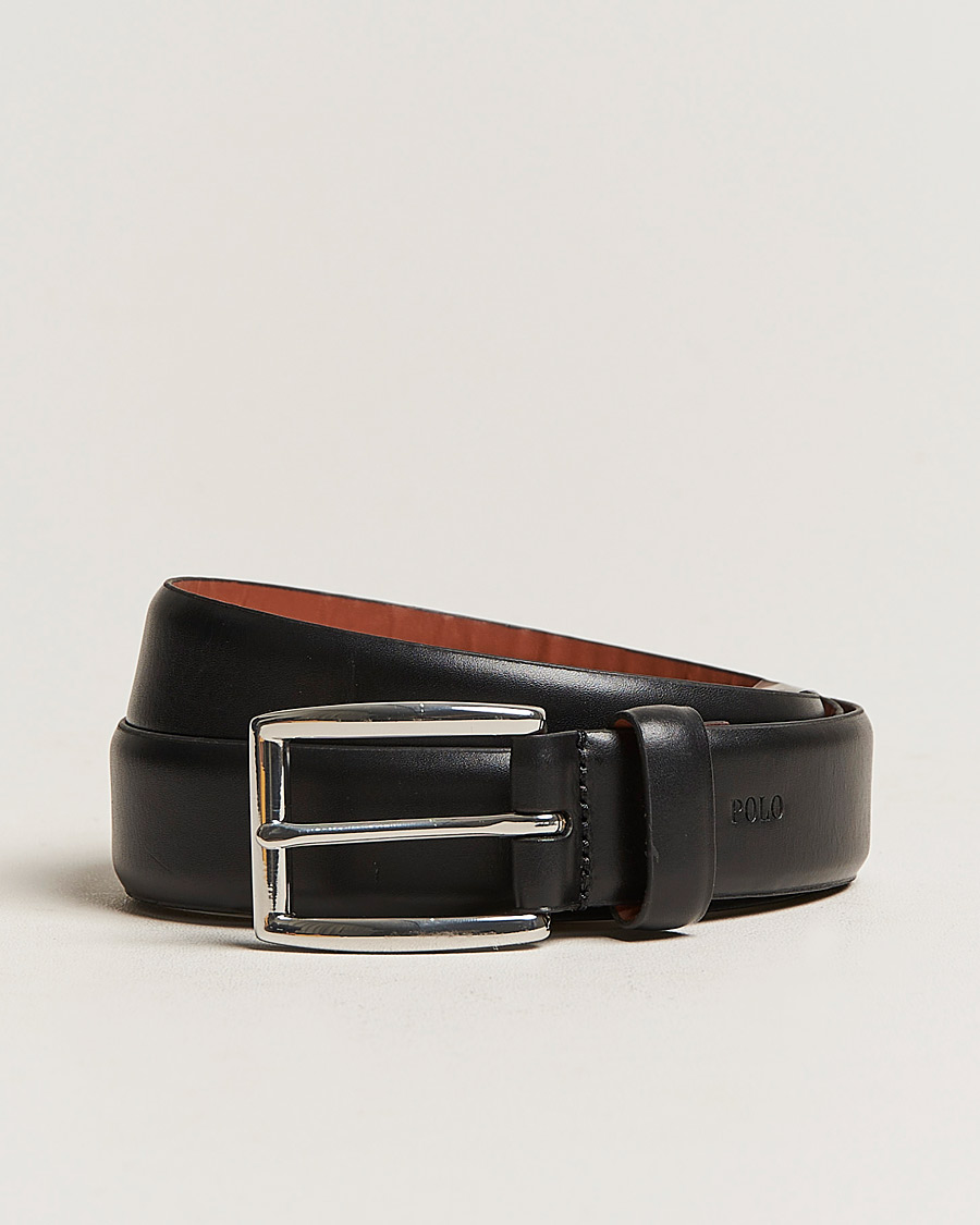 Heren | Polo Ralph Lauren Cowhide Belt 3 cm Black | Polo Ralph Lauren | Cowhide Belt 3 cm Black