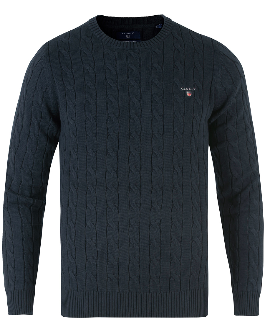 Homme | Pulls Et Tricots | GANT | Cotton Cable Crew Pullover Evening Blue
