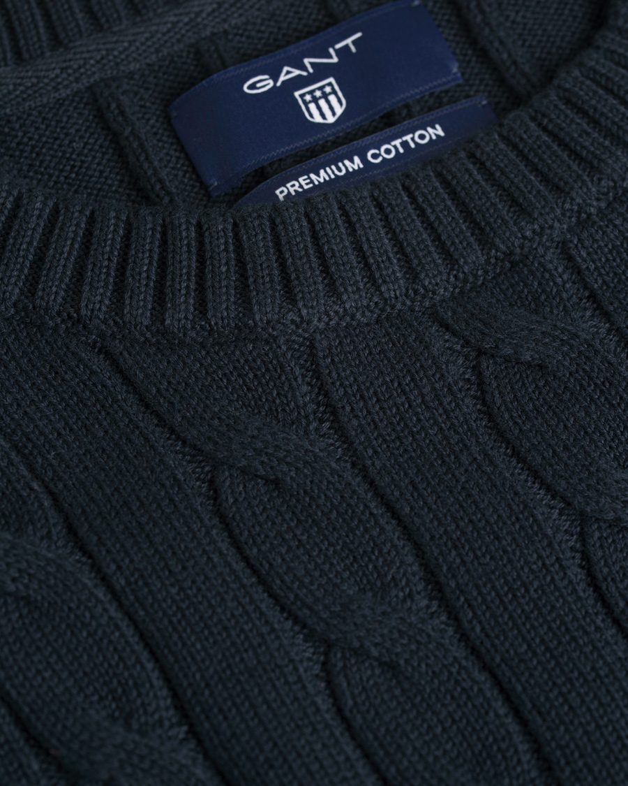Homme | Pulls Et Tricots | GANT | Cotton Cable Crew Pullover Evening Blue