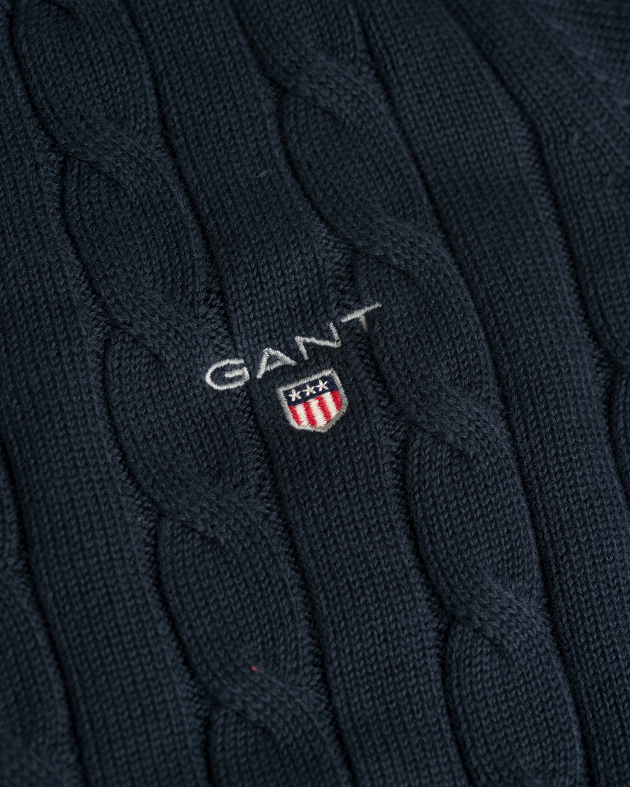 Homme | Pulls Et Tricots | GANT | Cotton Cable Crew Pullover Evening Blue