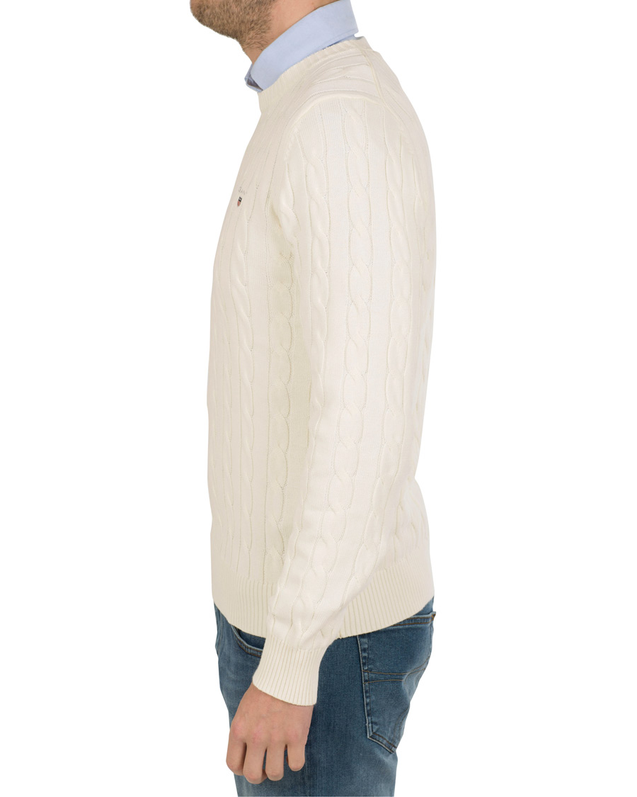 Heren | Truien | GANT | Cotton Cable Crew Pullover Cream