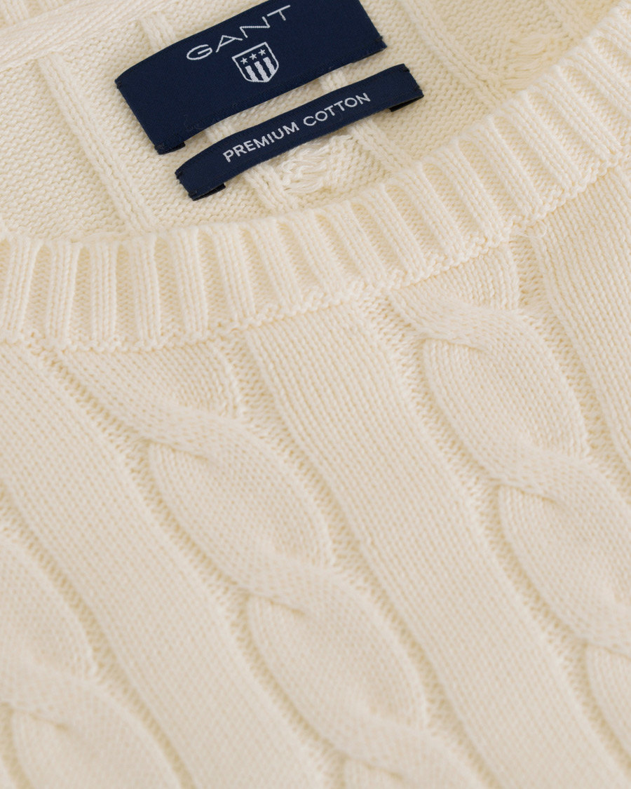 Heren | Truien | GANT | Cotton Cable Crew Pullover Cream