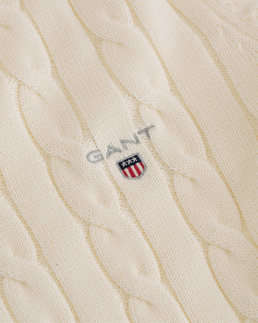 Heren | Truien | GANT | Cotton Cable Crew Pullover Cream
