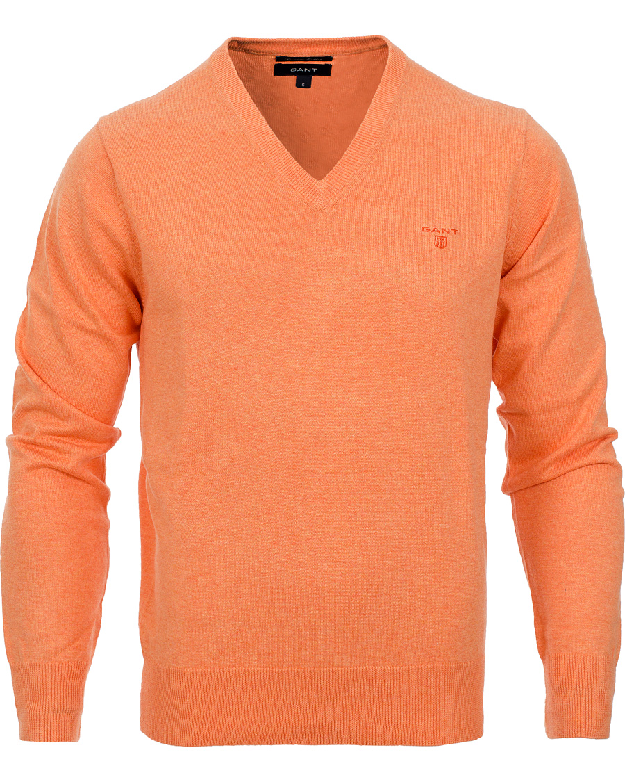 Heren | Truien | GANT | Light Weight Cotton V-Neck Pullover Carrot Melange