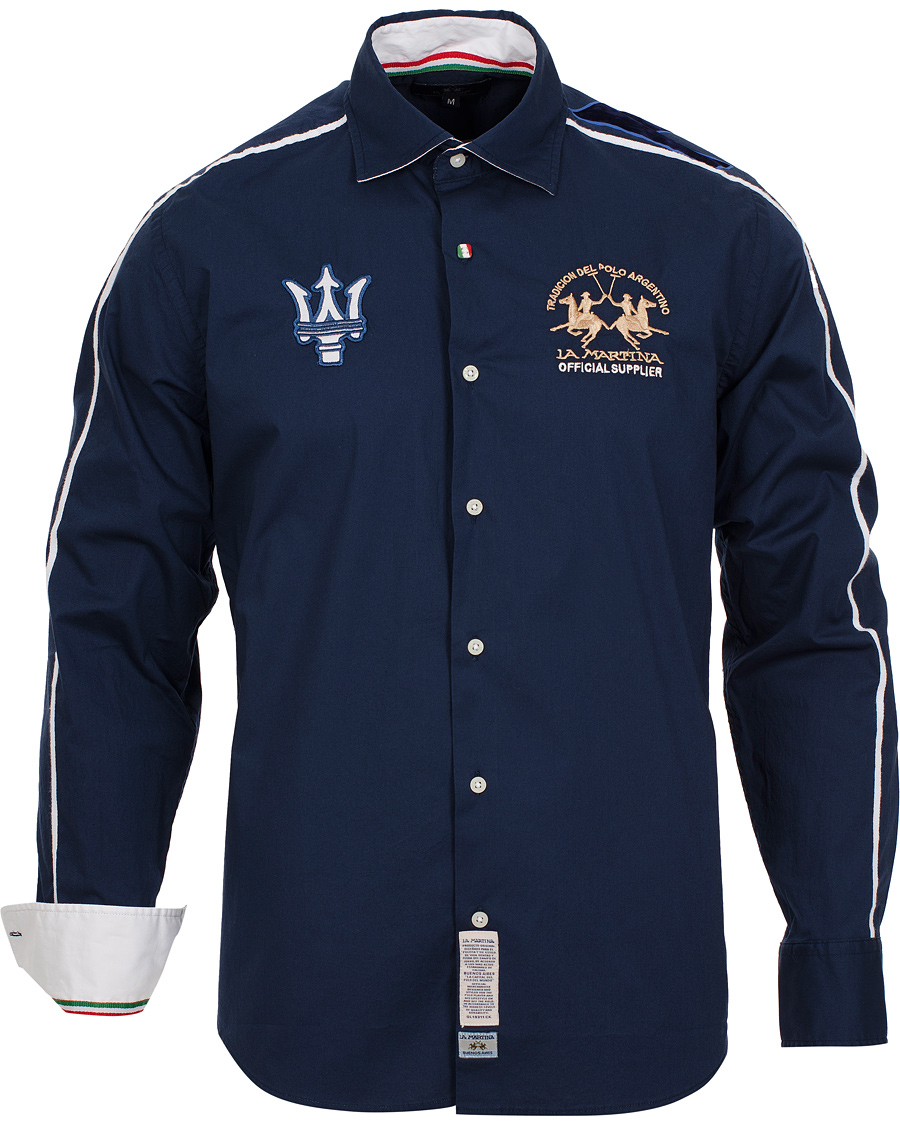 Heren | Overhemden | La Martina | Maserati Poplin Stretch Shirt Navy