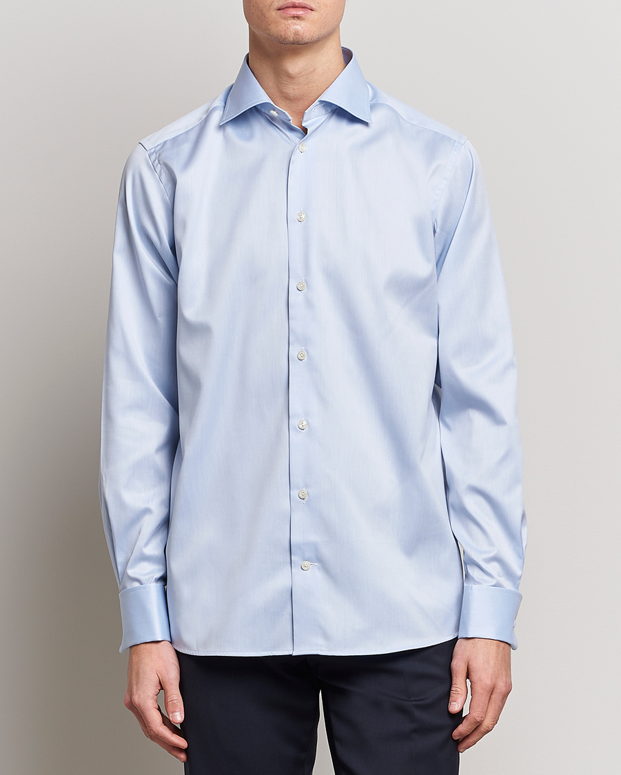 Heren | Overhemden | Eton | Contemporary Fit Shirt Double Cuff Blue