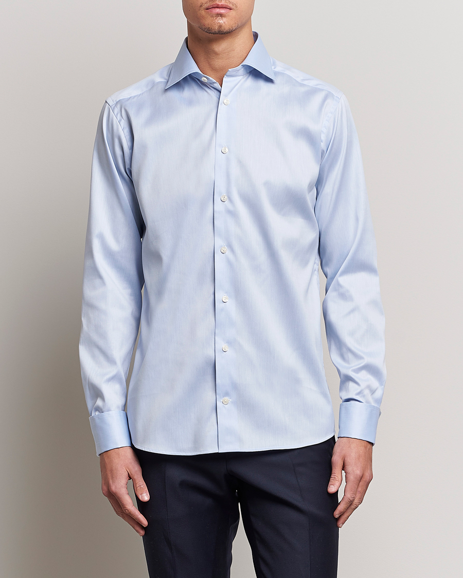 Heren | Overhemden | Eton | Slim Fit Shirt Double Cuff Blue