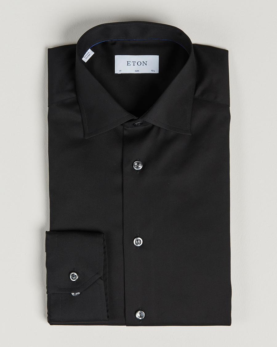 Heren | Overhemden | Eton | Slim Fit Shirt Black