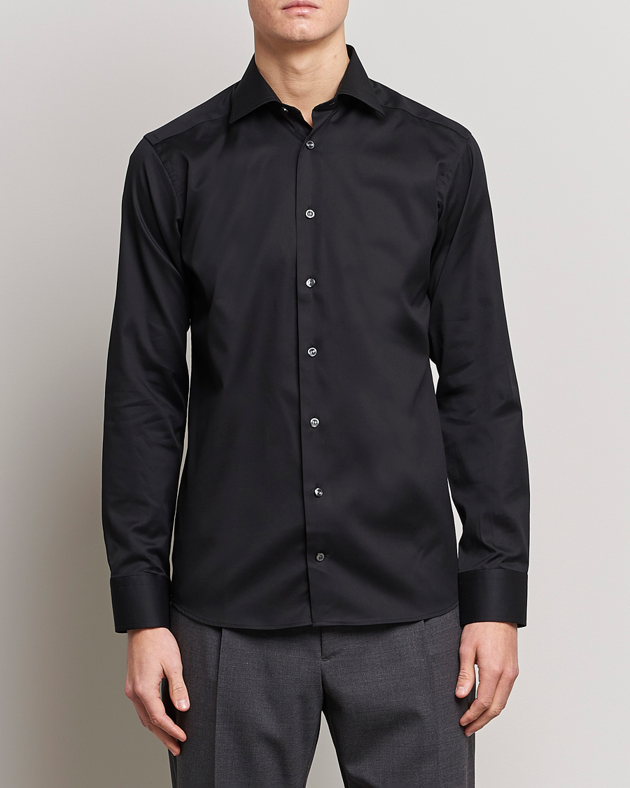 Heren | Overhemden | Eton | Slim Fit Shirt Black